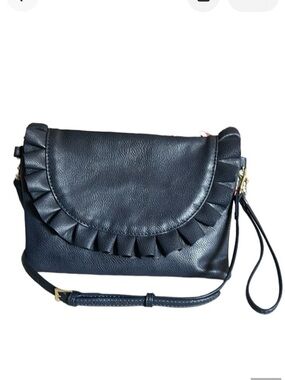 Viv & Lou Chloe Ruffle Bag Convertible Crossbody Wristlet in Navy Blue